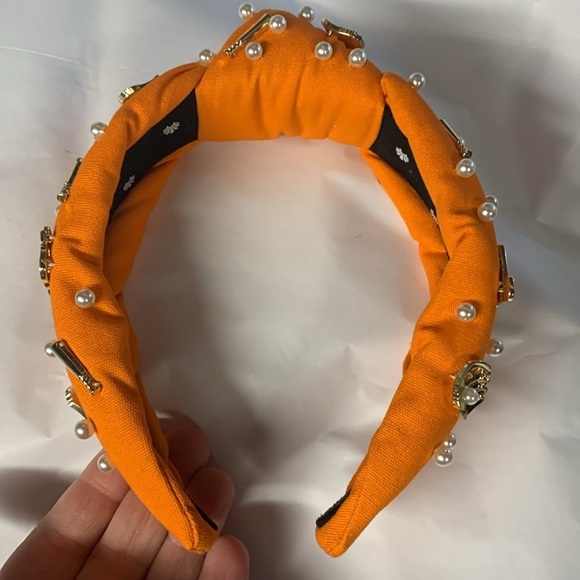 Lele Sadoughi Orange Knotted Gameday Fan Headband